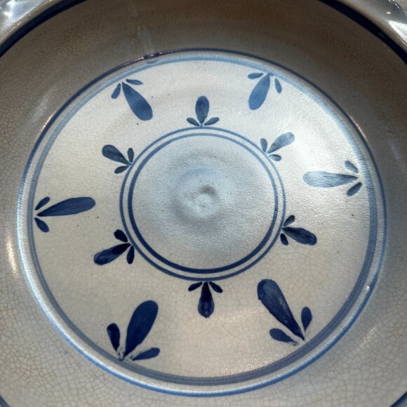 BEAUTIFUL! ARTISAN CRAFTED 9.5" CERAMIC FLUTED PIE PLATE / DISH BLUE & WHITE - Picture 2 of 4